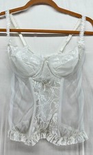 Vintage Victoria's Secret White Bustier Corset Lingerie 36C Mesh Lace Gold Label
