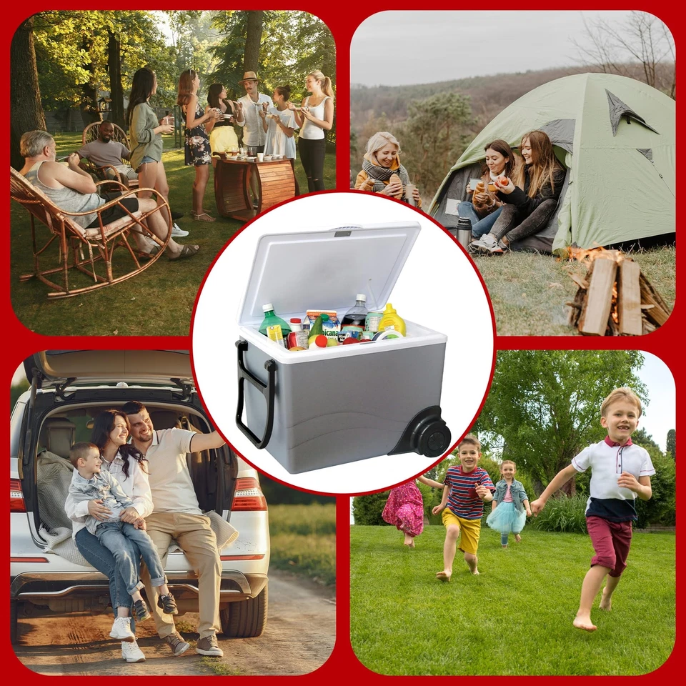 Enfriador Eléctrico Portátil Enchufe 12V DC Cable de Alimentación Enfriador Coche (34 L) con Ruedas Foto 2 de 4