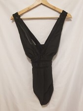 Tempt Me Swimsuit Women Medium Black Cross Straps Eyelet Accent