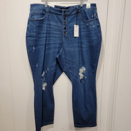 Judy Blue New High Rise Distressed Boyfriend Fit Jeans Plus Size 24W