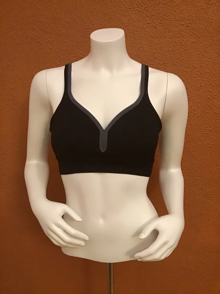 NWOT-CHAMPION SPORTS BRA REMOVABLE PADS,SPAGHETTI STRAPS, M,COLOR BLACK/GRAY. - Image 2 of 4
