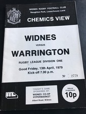 Widnes v Warrington rugby league programme 1978/79 Season 