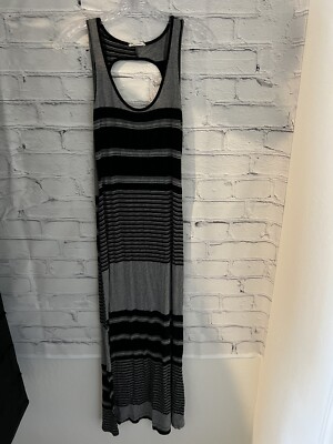 i Joah Black/Gray Stripe Maxi Tank Dress EUC Juniors Size M