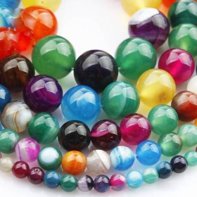 Gemischte Streifen Achat Perlen Runde gems ,1 Strang 4mm 6mm 8mm 10mm 12mm