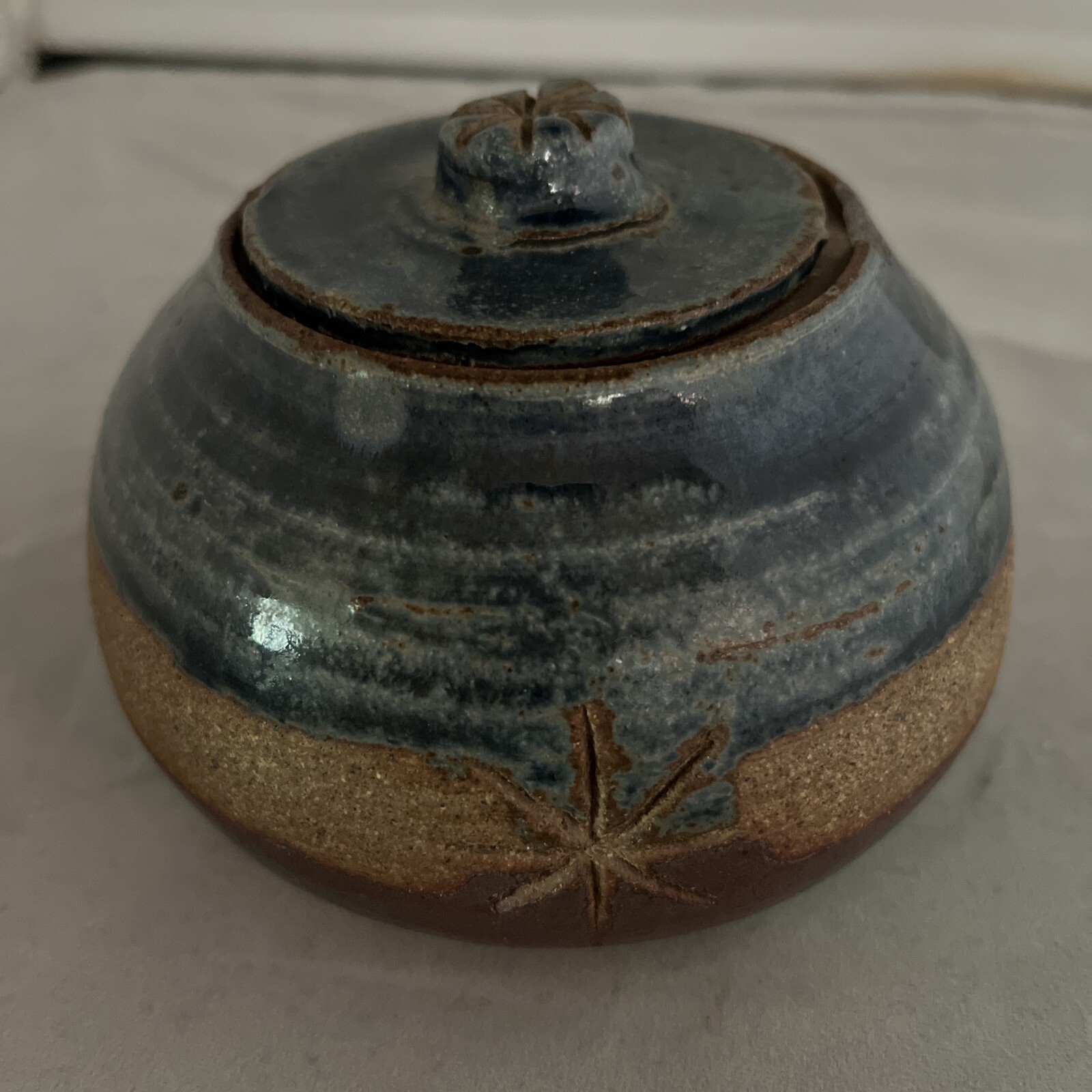 Glazed Pottery Vase Bowl With Lid Signed “VK-C”