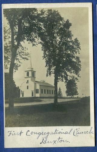 Buxton Maine me Prima Chiesa Congregazionale vera foto cartolina RPPC - Foto 1 di 2