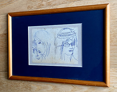 Miklos Nemeth (1934-2012) Two Women. Drawing circa 196-70. Motif: 14.5x10.5 cm