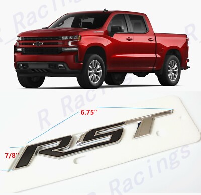 1PC Rear Tailgate Chrome Black RST Emblem Fit 2019-2022 Chevrolet Silverado
