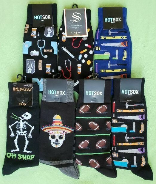 HOT SOX ETC. MEN'S CREW SOCKS:NWT MEDICAL/DOC,TOOLS,SOMBRERO