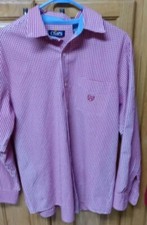 Chaps Mens M Button Down Shirt Casual Dress Red/Plaid W/Emblem