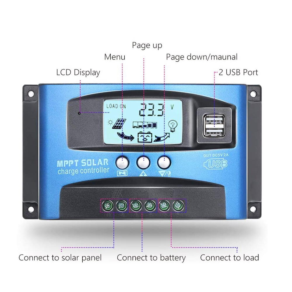 Solar Laderegler 30A Mit LCD - Dual USB Für Handy Ladeung & 12V/24V Systeme