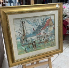 Quadro Dipinto a mano ad uncinetto /fatto a ferr con cornice  L 69 - H 60 cm