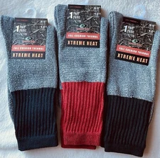 3 Mossy Oak Full Cushion Thermal Socks Xtreme Heat Dry Fresh Navy Red Black Boot