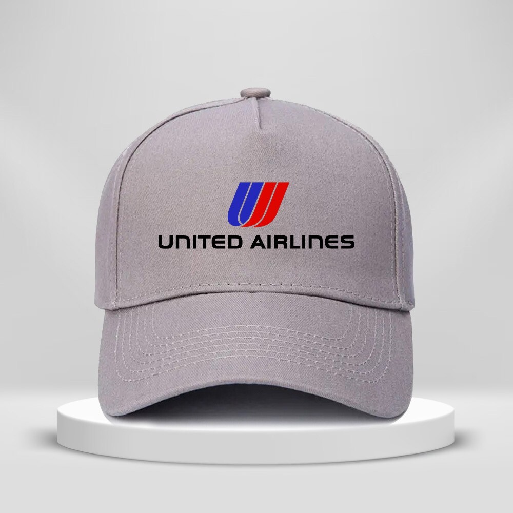 United Airlines Logo Print Hat 5-Panel Baseball Cap Unisex Adult