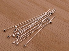 925 Sterling Silver Ball Head Pins – 0.5mm Wire – 25mm 38mm 50mm – Jewellery Mak