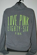 VICTORIA'S SECRET PINK ZIP-UP HOODIE CHARCOAL GREY SIZE SMALL