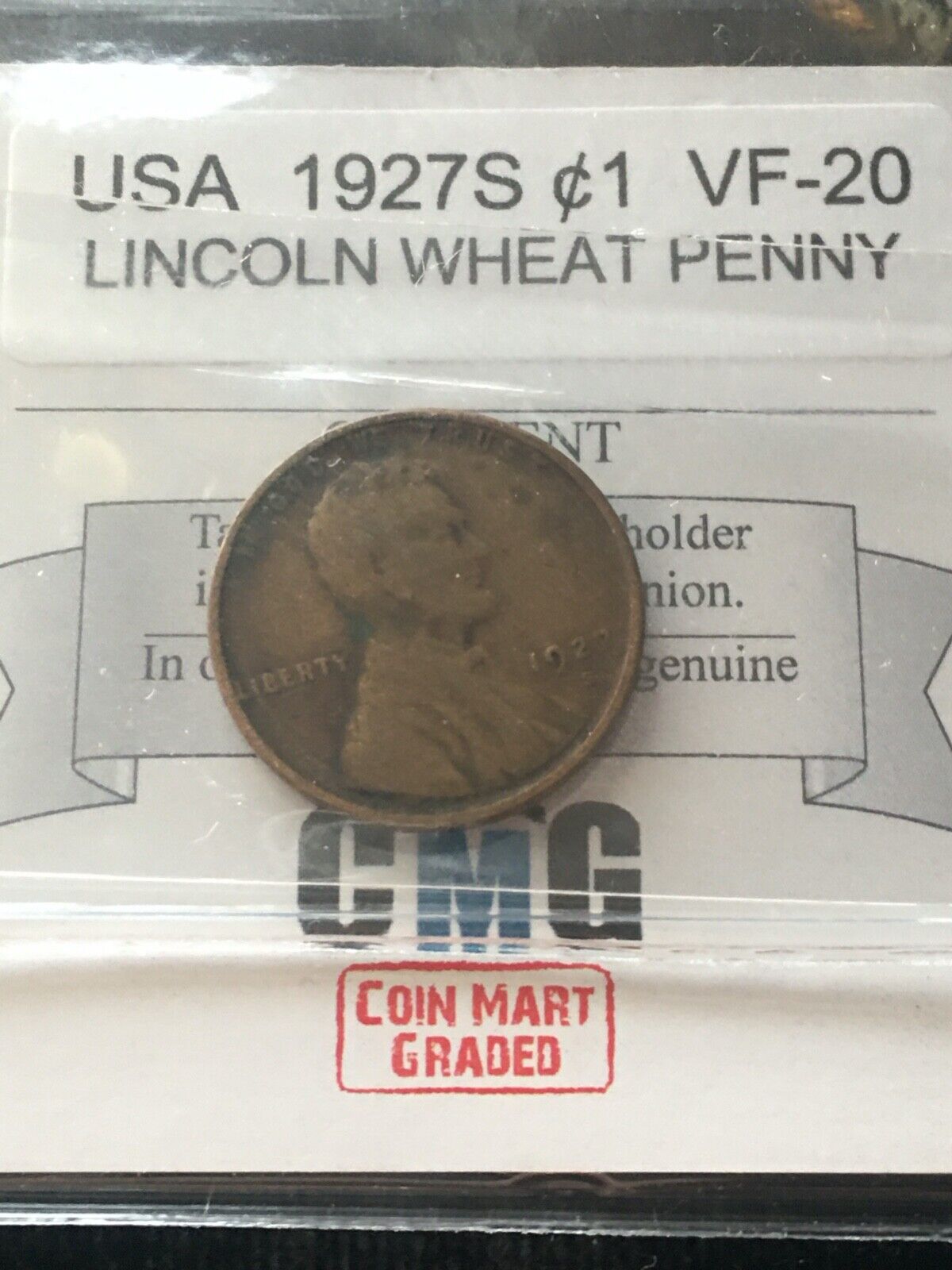 1927s  USA, Small lincoln Wheat Penny, One Cent..