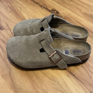 Birkenstock Boston Suede Leather Soft Footbed Taupe 38 Regular width