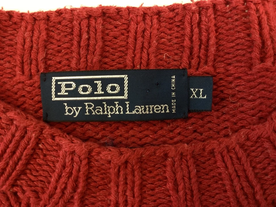 Suéter Vintage Polo Eagle RL 02 XL Ralph Lauren Rojo 2002 Tejido Deportista Estadio Foto 3 de 4
