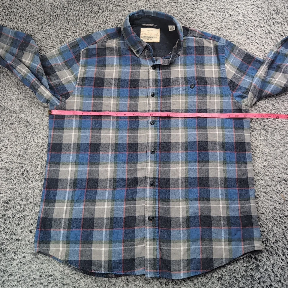 Weatherproof Vintage Shirt Men Large Blue Gray Flannel Lumberjack Casual Button - Image 3 of 4