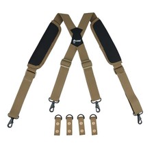 KUNN Tactical Duty Belt Suspenders with Metal One Size Fits Most, Khaki