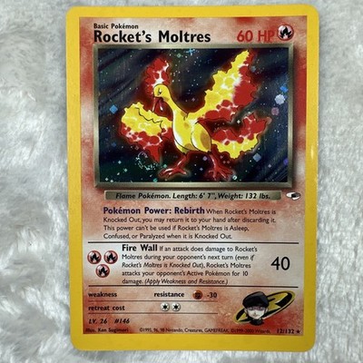 Pokemon Rocket's Moltres 012/132 Gym Heroes Holo LP-MP Partial Swirl