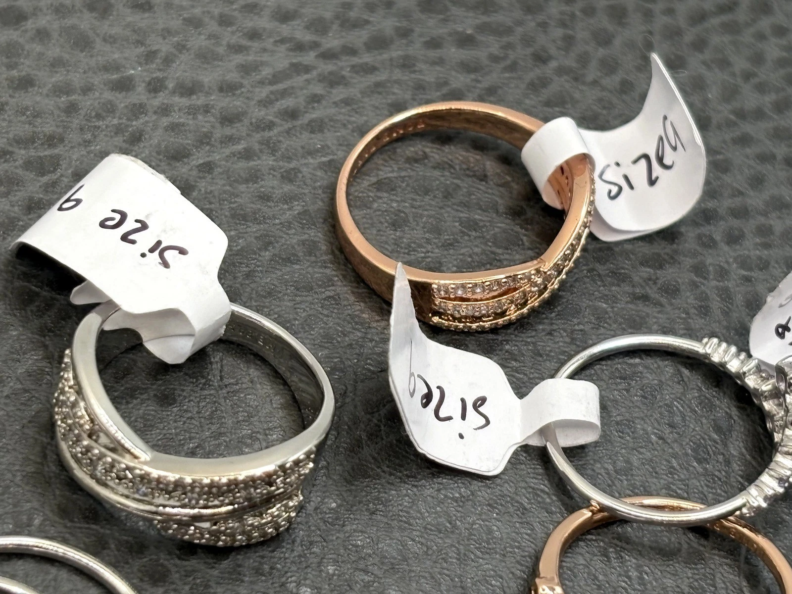 Lot Of Bomb Party Rings Cocktail Statement Crystal Silver / Rose / Gold Tone - product detail image 13