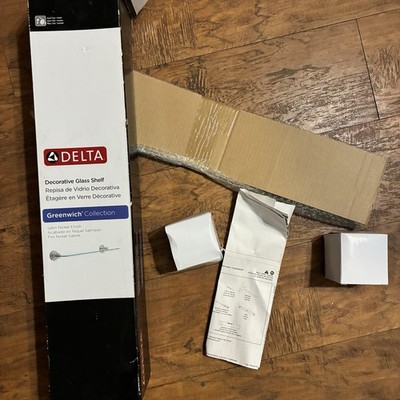 Delta Greenwich Collection Bathroom Glass Shelf 24 x 5'' Satin Nickel Finish
