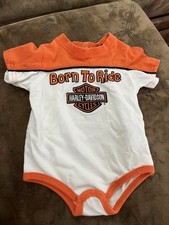 Harley-Davidson Baby One Piece Size 3/6 Months Born To Ride Appliqu Shirt