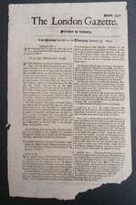 1697 Original The London Gazette Jan 10 :  328 years old Newspaper