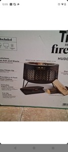 Tiki Brand Huddle Smokeless Wood Fire Pit 25.5 in Black Round w/ Cover