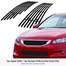 Fits 2008-2010 Honda Accord Coupe Stainless Black Billet Grille Insert Combo