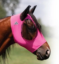 Comfortable Pink Horse Fly Mask With Mesh Ears And Eyes Stretchy Fit