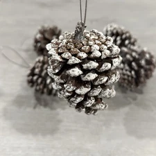 5 Large Snow Pine Cones Hanging Ornaments for Christmas Tree Wreath Bowl Fillers
