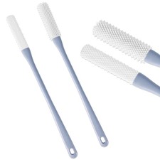 2pcs Toe Seam Massage Brush for Shower, Long Handle Foot Scrubber M, Grey