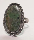 Vintage Southwestern Sterling Silver Green Turquoise Ring Size 11 – Large Oval