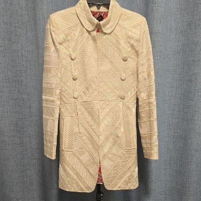 Luxurious Cream Brocade Textured Women's Blazer By Khaadi Size 10