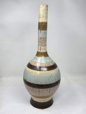 18'' Imax Ceramic Vase Tabletop Accent Deco Earth Tone Horizontal Color Bands