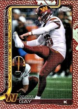 Matt Gay 2025 Topps Chrome #300 Football Leather Refractor Washington Commanders