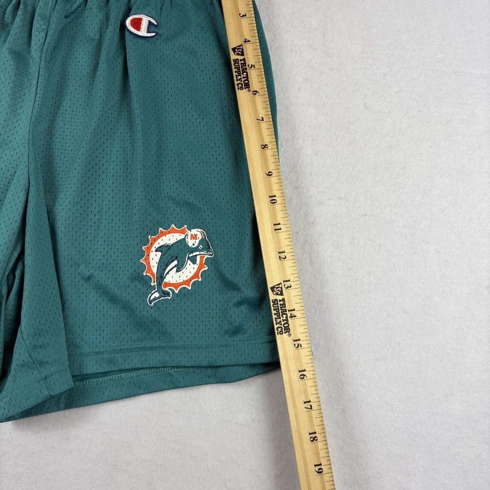 复古 90 年代冠军迈阿密海豚队 NFL 网眼短裤男式 M 绿色蓝绿色 — 第 4/4 张图片