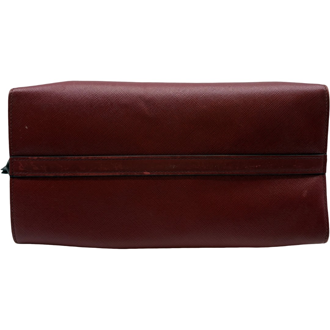 Authentic PRADA Esplanade Saffiano Red Black Hand Bag Leather #36637621 thumbnail 7