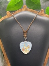12-25 Waxed Cord Necklace 1.25 Nature Dome Heart Pendant New Free Ship B7287