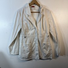 Dickies Jacket Womens White Workwear Lab Coat Button Front Pockets Scrub