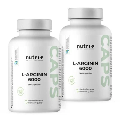 NUTRI-PLUS L-Arginin Base Kapseln - Arginine Caps 6000 - vegan + hochdosiert - 720 Kapseln