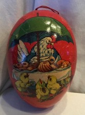 Sehr altes Füll Osterei Candy Container Pappe 15cm lang top erhalten OS35