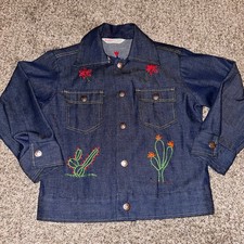 Vintage Health Tex Shirt Youth 7 Selvedge Western Denim Embroidered Jacket Snaps