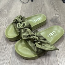 FENTY Puma x Rihanna Green Satin Bow Slides Size US 5.5