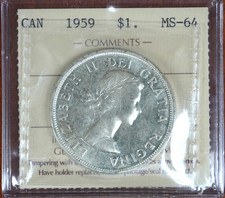 CANADA 1959 SILVER DOLLAR ICCS MS64 RA 935