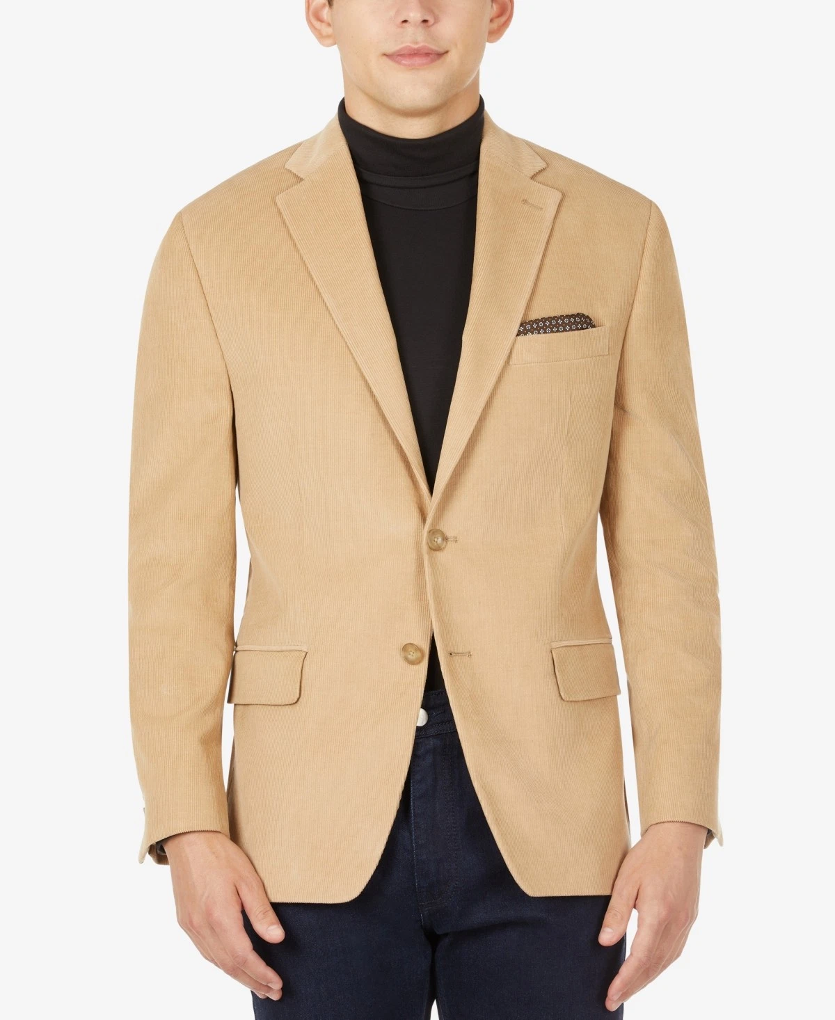 Blazer cappotto sportivo Michael Kors uomo vestibilità moderna velluto a coste elasticizzato marrone cammello 44R