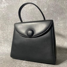 Givenchy Black Formal Handbag Top Handle Leather Vintage Auth